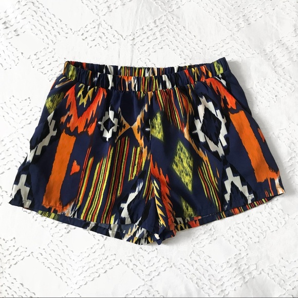 Tyche Pants - Tyche Colorful Elastic Waist Shorts // Size Large